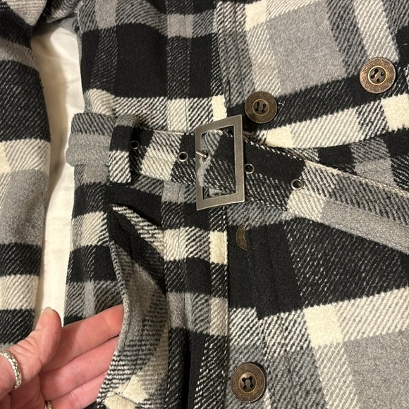 Pea Coat Black & White with Detachable Hood - Picture 8 of 12